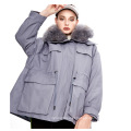 Jaqueta parka feminina de roupas de inverno de cor sólida solta